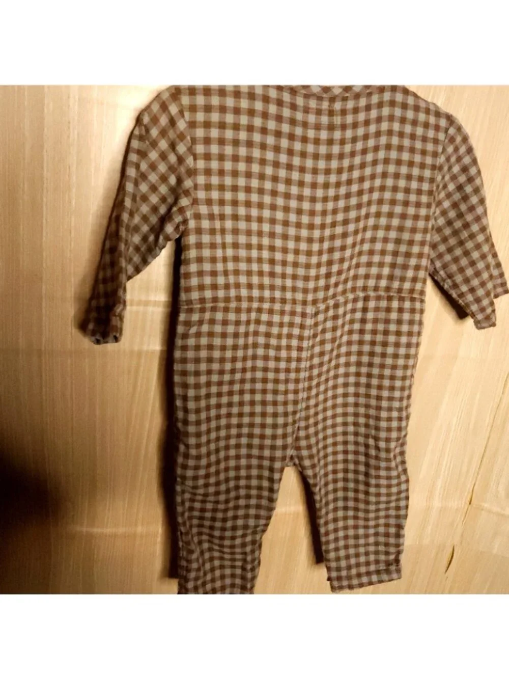 Little Planet Infant Gauzy Cotton Brown Blue One Piece Outfit 9 Months